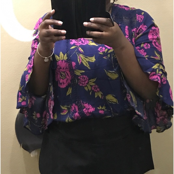 ๐ฅ Express fashion โข Navy and fuchsia banded peasant top - Picture 3 of 14